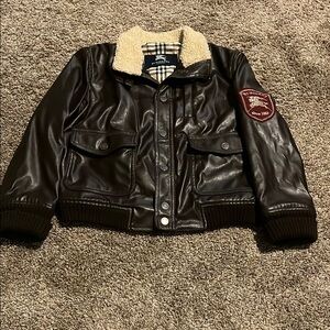 Vintage Burberry Leather Bomber Jacket